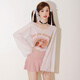 Chongqing Dingfu swimsuit women's conservative three-piece split long-sleeved blouse skirt style sun protection to cover the flesh and slimming hot spring vacation conservative pink 80-120