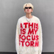 Finidongjue alphabet printed couple sweater autumn and winter American fashion brand loose pullover knitted sweater lazy style jacket men black A761 L