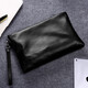 South Young Herren Handtasche echte Leder -Herrenbeutel große Kapazität Kupplung Handtasche Doppel Clip -Tasche Business Casual Mode Umschlagbeutel Schwarz klein