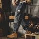 
Post-exploration American Harem jeans men's loose 2023 autumn and winter casual pants men's trendy splicing tying pants men's black regular style 4XL (200-220Jin [Jin equals 0.5 kg])