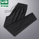 Mulinsen sweatpants men's summer thin loose straight casual pants men's autumn and winter plus velvet thickened warm trousers loose plus size youth outdoor running wardrobe pants men 719 black tying feet (regular) L