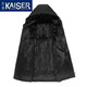 KAISER mink parka men's hooded mink fur lining mink coat men's political and business style office style nikk business wear black XL (175) (suitable for 120-135 Jin Jin equals 0.5 kg)