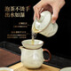 Qixuanyuan Ru Kiln Tea Set Home New Light Luxury High-end Office Tea Set Chinese Complete Ceramic Kung Fu Tea Set Mountain and Sea Fog Realm Zhengpai Kettle Six Cup 9-piece Set