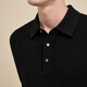 EMZ Ordos Antistatic Wool Cashmere Knit New Short Sleeve Sweater Lapel Pullover Sweater Top Men Black L 175/92A