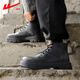 Huili Martin Boots Männer Herbst Britisch-Stil High-Top-Arbeitsstiefel Männer lässige Retro-Modehöhe-Verbesserung Herrenschuhe schwarz 44
