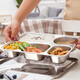 
Meichu (MAXCOOK) 304 stainless steel meal plate lunch box divided into grids Large thickened and deepened fast food plate student meal box dormitory canteen lunch box 5 grids upgraded with lid MCFT724