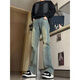 Viagra American Jeans Herren Frühlings- und Sommer-Atmosphäre Männer schlanke lässige Hose hohe gerade und leicht ausgestellte Hose schwarze XL-Größe (110jin [Jin entspricht 0,5 kg] -145jin [Jin entspricht 0,5 kg]))