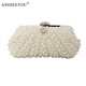 ANDSEEYOU brand clutch bag for women new pearl mobile phone bag mini bag celebrity handbag cheongsam bag evening bag clutch bag 78 beige bracelet 23*14cm