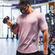 Lutielang Sports Top Short Sleeve T-Shirt Round Neck Slim Fit Quick-Drying Clothing Muscle Training Stretch Breathable Fitness Clothing Summer Pink M