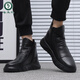 Woodpecker leather shoes men's 2025 new soft sole soft leather Martin boots men's casual men's trendy leather boots genuine leather high top men's shoes black four seasons 41