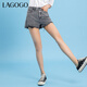 Lagogo Lagu Summer New Women's Denim Shorts décontractés High Taist Slimnming Hot Pants Women's Design Send Grey (R2) 155 / S / 36