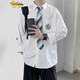 KIN DON长袖衬衫男dk制服感衬衫男学院风白衬衣宽松高中生领带班服上衣 白色 L