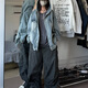 Miduoxuan Denim Jacke Herren 2024 Frühling und Herbst Neue American High Street VBE Waschen Trendy Lose Casual Hooded Jacke X-3523 Blau One Size S