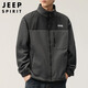 JEEP SPIRIT Jeep Jacket Men's Autumn and Winter Sweater Men's Men's Polar Fleece Casual Cardigan Fleece Clothes Dark Gray XL