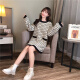 BANDALY Dress Women's 2020 Autumn Women's Korean Style Small Fragrance Style Medium Long Loose Pullover Internet Celebrity Lazy Knitted Sweater Dress ywDH3412 Black One Size