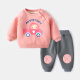 Yiqi Baby Baby Sweater Set Autumn and Winter Boys and Infants Clothes Winter Fashionable Baby Girl Winter Clothes Plus Velvet Thickened Two-piece Set Pink 90cm