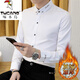 Woodpecker (TUCANO) winter white shirt men's long-sleeved slim suit men's shirt business casual high-end plus velvet thickened warm top 829 black plus velvet [plug plus velvet thickened] L reference 110-125 Jin [Jin equals 0.5 kg]