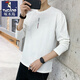 Specht (Tucano) Langarmed T-Shirt Herren Spring und Herbst Dünnes Baumwollbasis-Hemd Frühling und Herbst Plus Größe Herrenhemd außerhalb Herbst Kleidung 692 Aprikosenfarbe 5xl