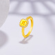 Ming Diamond International Yellow 18k Gold Ring Women's au750 Small Sugar Cube Inlaid Ring Fashionable Versatile Ring Birthday Gift for Girlfriend