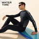 WATERTIME one-piece swimsuit men's professional snorkeling surfing suit sun protection long-sleeved trousers jellyfish suit black 2XL