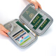 Xinqin passport bag multifunctional document bag passport holder document bag storage bag ticket holder PU film coated large blue gray