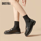 Zapatos para mujeres de Dadong Loafers 2025 Spring New British Round Head Metal Buckle Back Telle Small Leather Shoes 0222