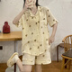 颂玫芬睡衣女夏季新网红风短开衫棉2025年可爱日系s家居服套装 s_854#双短 绿口袋花边 均码 xxl