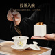 Xiangye's new complete set of mutton-fat jade Kung Fu tea set for home light luxury high-end white jade tea cup office reception complete set teapot six-cup tea set 10 pieces