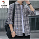 Holzspecker (Tucano) Plaidhemd Herren Frühling und Herbst Casual Longärmedise Hemd Koreaner Top Retro Lose Dünnjacke Trend K12111 M Blau + K12108 Weiß M 90110jin [Jin gleich 0,5 kg]