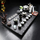 Chengyun Shangzun Black Gold Stone Tea Tray Home High-end Kung Fu Tea Set Fully Automatic One-in-One Four-in-One Simple Tea Table Office Fish Playing Lotus Pond Black Gold Stone K33-Geliang Tangyun