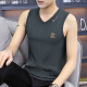 FANDENGNUO [2 pieces] Summer men's new modal v-neck wide shoulder vest, thin sleeveless top, trendy white + navy 2XL [135-150Jin [Jin equals 0.5 kg]]
