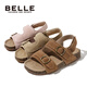 Belle children's shoes, girls' beach shoes, summer new open-toe boys' sandals, children's Birkenstock shoes, medium and large children's casual shoes, Gravel Camel 27, foot length 16.2-16.7cm