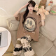 Junjunsui dimei pyjamas für Frauen reine Baumwolle kurzärmelige Hosen Frühlings- und Herbst-Cartoon-Frauen große Größe 200 Jin [Jin entspricht 0,5 kg] Sommerstudent Home Clothing Set Kurzlänge-WB-671 Dingdang Cat 3xl große Größe (170-200 Jin [Jin Equals 0,5 kg])))