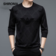 Camiseta de manga larga de otoño e invernal de Shiroma para hombres con camisa de base superior de otoño de otoño impresa para hombres con un terciopelo W691 W691 Black-Flee Style XL 175 Tamaño recomendado 135-150Jin [Jin equivale a 0.5 kg]