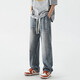 
FOG SKY jeans men's summer trendy high street straight-leg pants men's American retro loose wide-leg casual pants SS-506 black gray XL (recommended 130-155 Jin [Jin equals 0.5 kg])