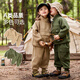 Dudujia Boys Outdoor Suit Autumn Clothes Children's Camping Style Stand Collar Pullover Trousers Girls Fashionable Fleece Jackets Tops and Pants Green 90