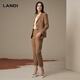 LANDI Wool Slim Fit Cuffed Straight Suit Pants Women's Autumn and Winter New Casual Pants Camel XL