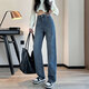 
MARKYINXIANG retro wide-leg jeans for women in spring 2025 new high-waist slim loose straight draped floor long trousers HN684 Inman retro blue S (95Jin[Jin equals 0.5 kg])