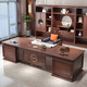 TONGTA new Chinese style solid wood office desk boss desk ebony wood executive desk chairman office furniture combination set 2.0 meter desk ebony wood