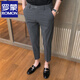 Romon (Romon) Neun-Punkte-Hosen für Männer im Frühling und Herbst im Herren-High-End-Business British Style Herrenanzughose schlankige kleine Füße Casual Hosen K770 Khaki [9-Punkte-Hosen] 33 (138-148jin [Jin gleich 0,5 kg])