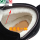 Katile Crocodile Winter Men's Cotton Shoes Genuine Leather Wool Plus Fleece Warm Frosted Leather Men's Shoes Winter Shoes Anti-slip Casual High-top Cotton Shoes [Same Model in Shopping Mall] Lace-up Black 9858 38