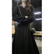 Oudihui French dress women's 2025 autumn new clothes with a complete preppy style age-reducing skirt suit black three-piece suit L
