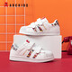 ABC Kinder Kinderschuhe 2025 Frühling neuer Jungenschuhe kleine und mittelgroße Kinderklettklasse Sneakers Weibchenschale weiße Schuhe Weiße Größe 35 Geeignet für ungefähr 21,4 cm lang