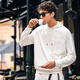 Mr. BUs dünne Basis-Basis-Sweatshirt-Herren-Langarm-Hoodie 2025 Frühlings- und Herbst-vielseitiger Top KT15688 Elfenbeinweiß L /175