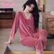Modal Gold Velvet Pyjamas für Frauen im Frühling und Herbst sexy Spitze Langarm Hosen dünne Samt Winter Home Clothing Zwei -teilige Set -9923 Marineblau -L (100-115jin [Jin gleich 0,5 kg]))