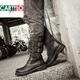 卡帝乐鳄鱼（CARTELO）高筒长靴男潮马靴复古骑士靴男士高帮靴子马丁靴英伦风牛仔靴春秋 黑色 983 44