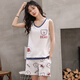 Zimu Yaju Summer Pajamas Women's Summer 2022 new pure cotton sleeveless vest suspender large size home clothing set summer vest women WJ9856 XXL code [125-140Jin [Jin equals 0.5 kg]]