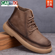 Cartelo automne et hiver en cuir authentique Martin Boots Men's Top Layer Cowhide Houghtable Soft Sole Cuir Cuir Chaussures Automne Boots rétro Retro Men Couleur Coffee Couleur positive 40