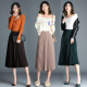 Autumn and winter A-line skirt pleated skirt gold velvet mid-length skirt LXWT-16630-0 dark green one size fits all
