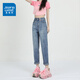 Jeanswest Retro Harem Jeans für Frauen im Frühling und Sommer Neue High-T-T-T-Higm-T-Tarif Lose Slim Small 9-Punkte-Karottendaddad Hose Retro Blue Neun-Punkte reguläre XL